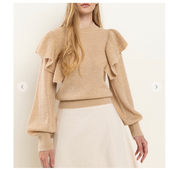 39 Boho Soft Knit Ruffle Sweater Top - Picture 3 of 6